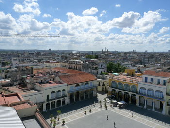 High angle view of townscape against sky