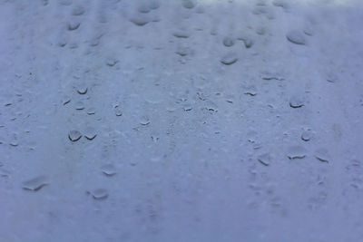 Full frame shot of raindrops on glass window