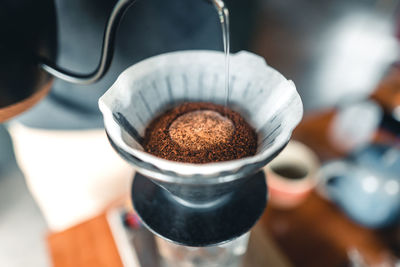 High angle view of coffee cup