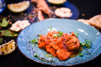 High angle view of meal served in plate