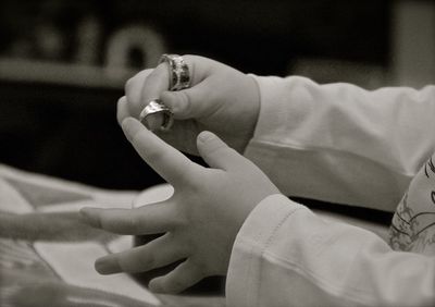 Close-up of woman holding hands