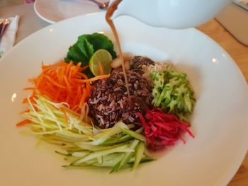 High angle view of meal served in plate