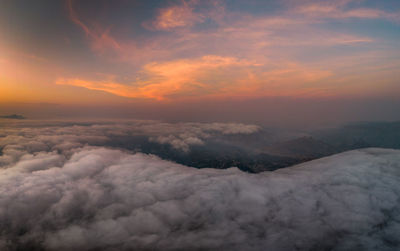 Aerial view of cloudscape during sunset