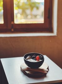 Close-up of dessert on table