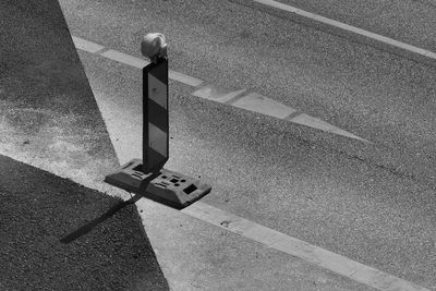 High angle view of reflector on road