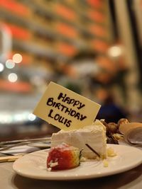 Close-up of dessert on table
