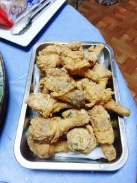High angle view of food served in plate