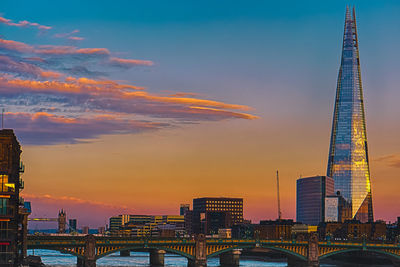 View of bridge at sunset