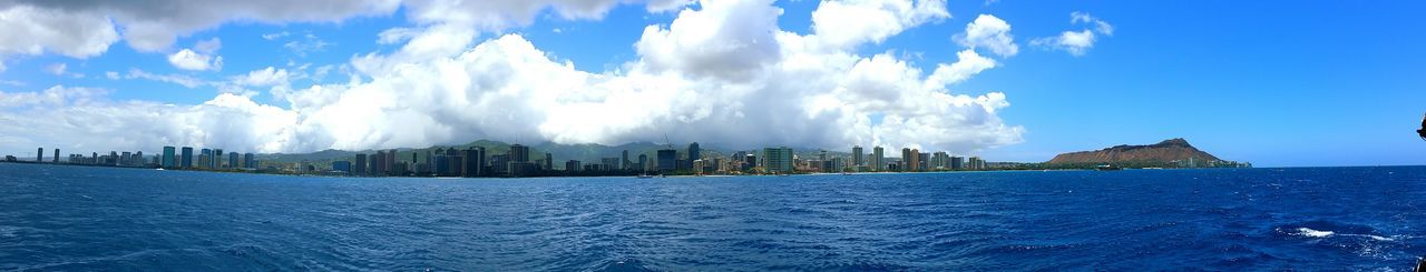 Scenic view of sea against cloudy sky