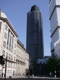 Low angle view of buildings against sky