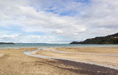 Scenic view of beach against sky