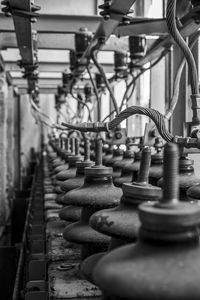 Close-up of old insulators in an abandoned factory