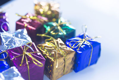 Close-up of gift boxes