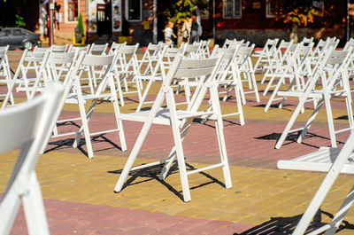 Empty chairs and table