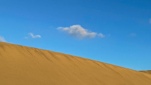 Low angle view of mountain against clear blue sky