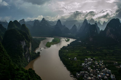 Panoramic view of mountains against sky