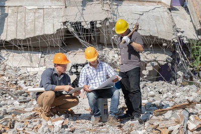 People working at construction site