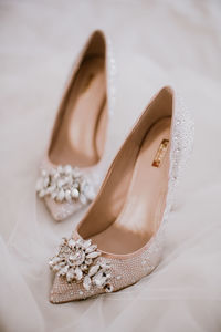 High angle view of shoes on table
