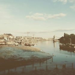 View of river with buildings in background