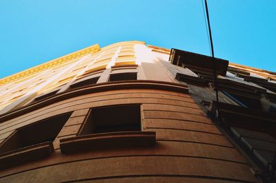 Low angle view of building against clear blue sky