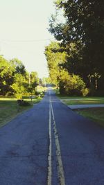 Empty road along trees