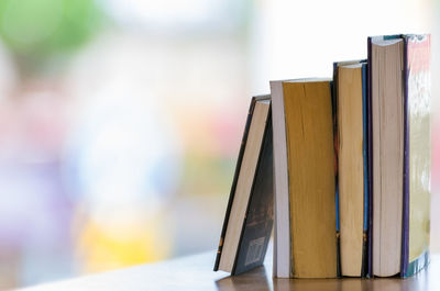 Close-up of books on table