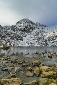 The summit of snowdon in the snowdonia national park in north wales, uk