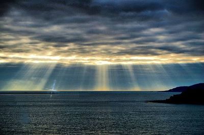 Scenic view of sea against cloudy sky