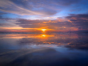 Scenic view of sea against sky at sunset