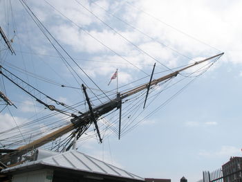 Low angle view of sailboat against sky