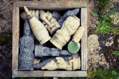 Close up of broken chess pieces 