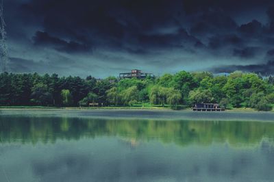 Scenic view of trees against sky