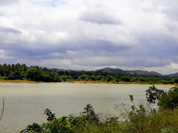 Scenic view of lake against sky