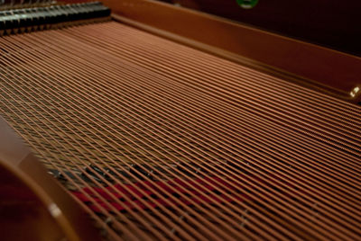 High angle view of piano keys