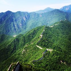 High angle view of mountains against sky
