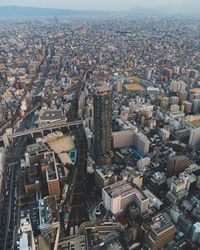 High angle view of buildings in city