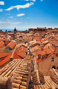 High angle view of townscape against sky