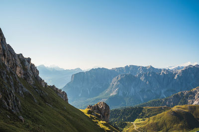 Scenic view of mountains against clear sky