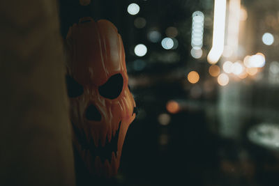 Close-up of jack-o-lantern halloween mask 