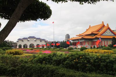 Buildings against clear sky