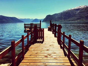 Wooden pier on lake