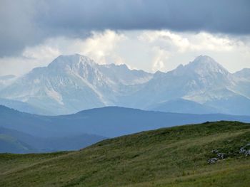 Scenic view of mountains against sky