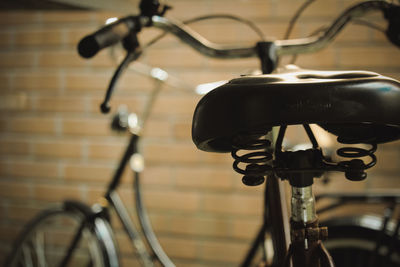 Bicycle parked against blurred background