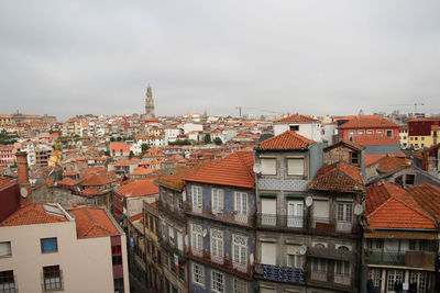 High angle view of buildings in city