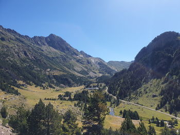 Scenic view of mountains against clear sky