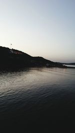 Scenic view of lake against clear sky