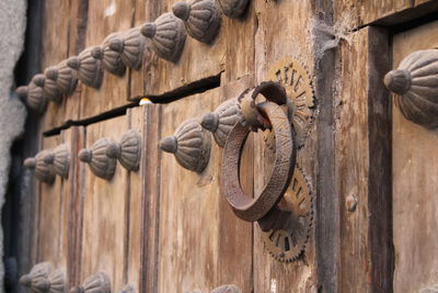 Old closed wooden door