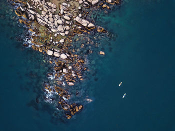 Aerial view of sup surfers ,triozerye, primorsky region, russia