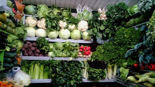 Vegetables for sale in market stall