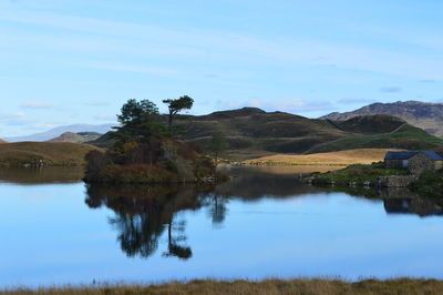 Scenic view of lake against sky